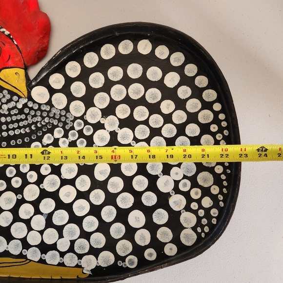 Rooster Tray Large Country Handpainted French Farmhouse Chic Decor Black Vintage - Picture 5 of 11